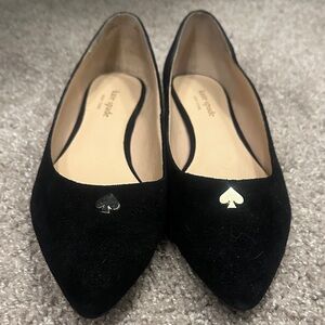 Kate Spade Black Suede Flats with Gold Accent